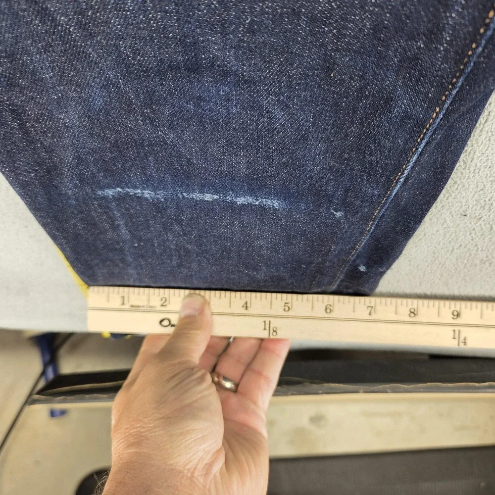 Levis Jeans Mens 30x34 Blue Selvedge Made & Crafted Buckle Back Biker Button Fly